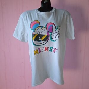 DISNEY COLLECTION BY NEFF T-Shirt Adult M Mickey Mouse Peace Graphic UnisexWhite